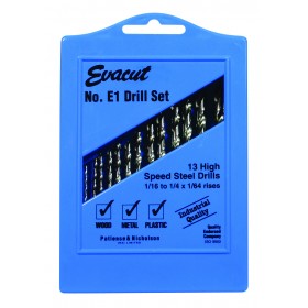 E1 HSS DRILL SET 1/16-1/4x1/64