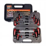 AMPRO 10 Pce 'T' Handle Ball Point Hex Allen Key Set - Imperial